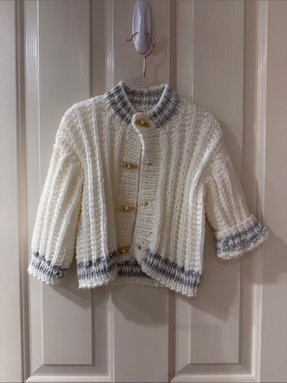NWOT Cream Knit Kids Cardigan with Gray Accent